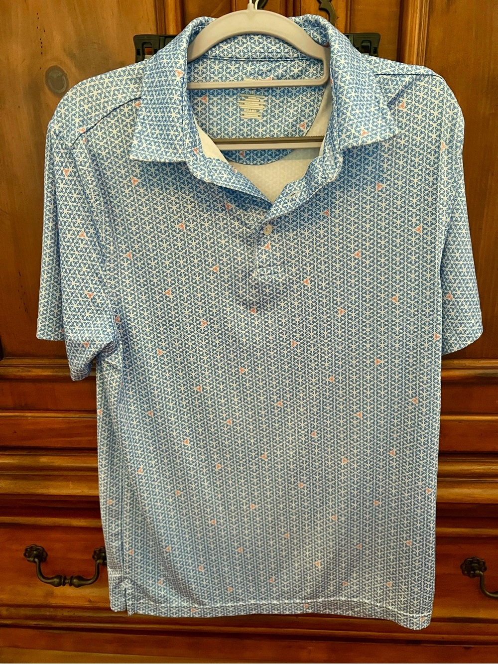 Men's Light Blue Printed Polo Shirt